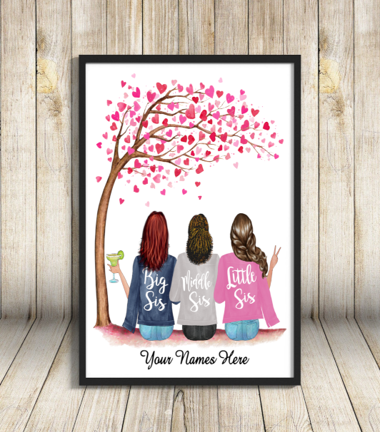 Blossom Tree Best Friends Print, Custom Sisters Picture